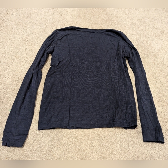 Bombas Women's Merino Wool Blend Crew Neck Long Sleeve T-Shirt, Navy, Size M - Picture 4 of 4